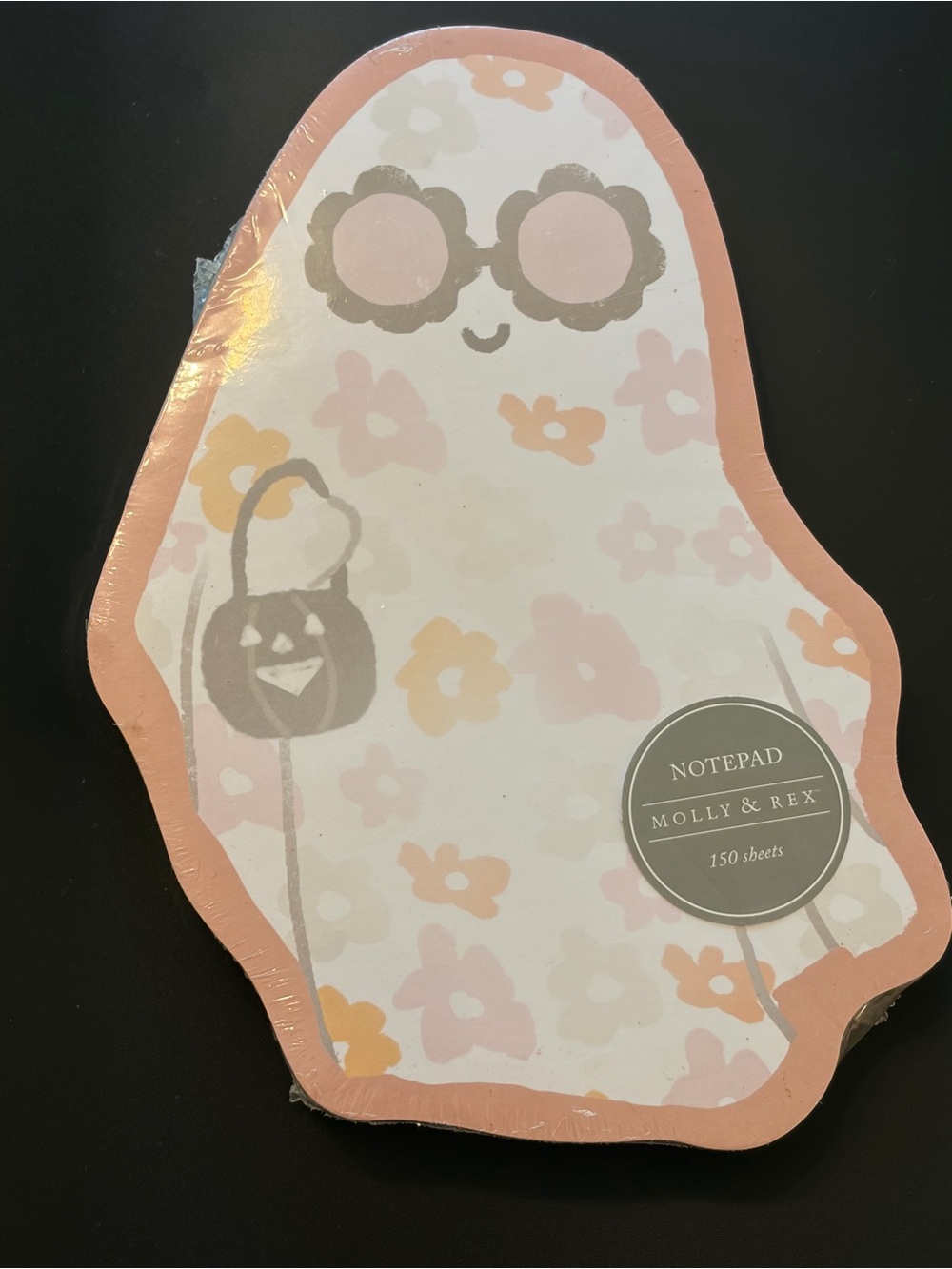Molly & Rex Floral Ghost Halloween Shaped Notepad 150 Sheets New
